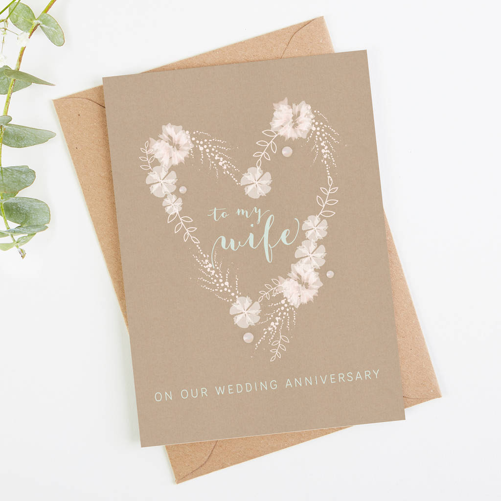 wife wedding anniversary card kraft blush floralnorma