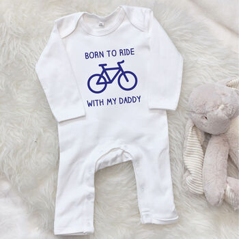 Born To Ride With Daddy Cycling Babygrow, 10 of 11