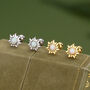 Sterling Silver Opal Sun 18 G Screw Back Earrings With Ball Backs, thumbnail 1 of 10