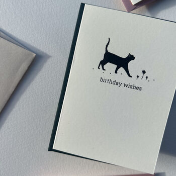Hand Printed Birthday Card With Cat Illustration, 3 of 3