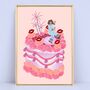 Personalised Lips Birthday Cake Illustration Art Print, thumbnail 4 of 9