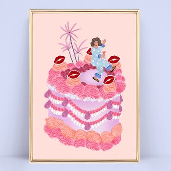 Personalised Lips Birthday Cake Illustration Art Print, 4 of 9