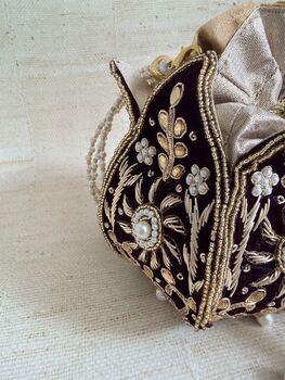 Maroon Velvet Potli Bag, 2 of 6