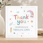 Teacher Thank You Card, Rainbow Key Worker Appreciation End Of Term Gift, thumbnail 1 of 3