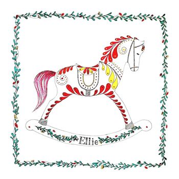 Personalised Children's Rocking Horse Original Artwork, 5 of 6