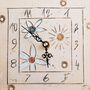 Personalised Tile Wall Clock With Flowers And Arabic Numbers, thumbnail 3 of 6