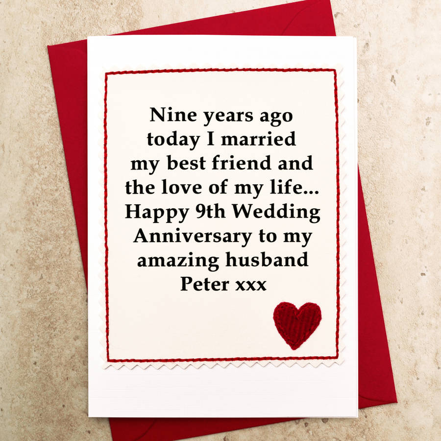 Personalised 9th Wedding Anniversary Card, 1 of 4