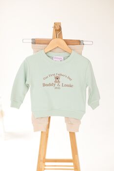 'Our First Father's Day' Personalised Embroidered Bear Sweatshirt Jumper, 5 of 8