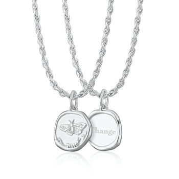 Engraved Sterling Silver Manifest Change Necklace, 5 of 6