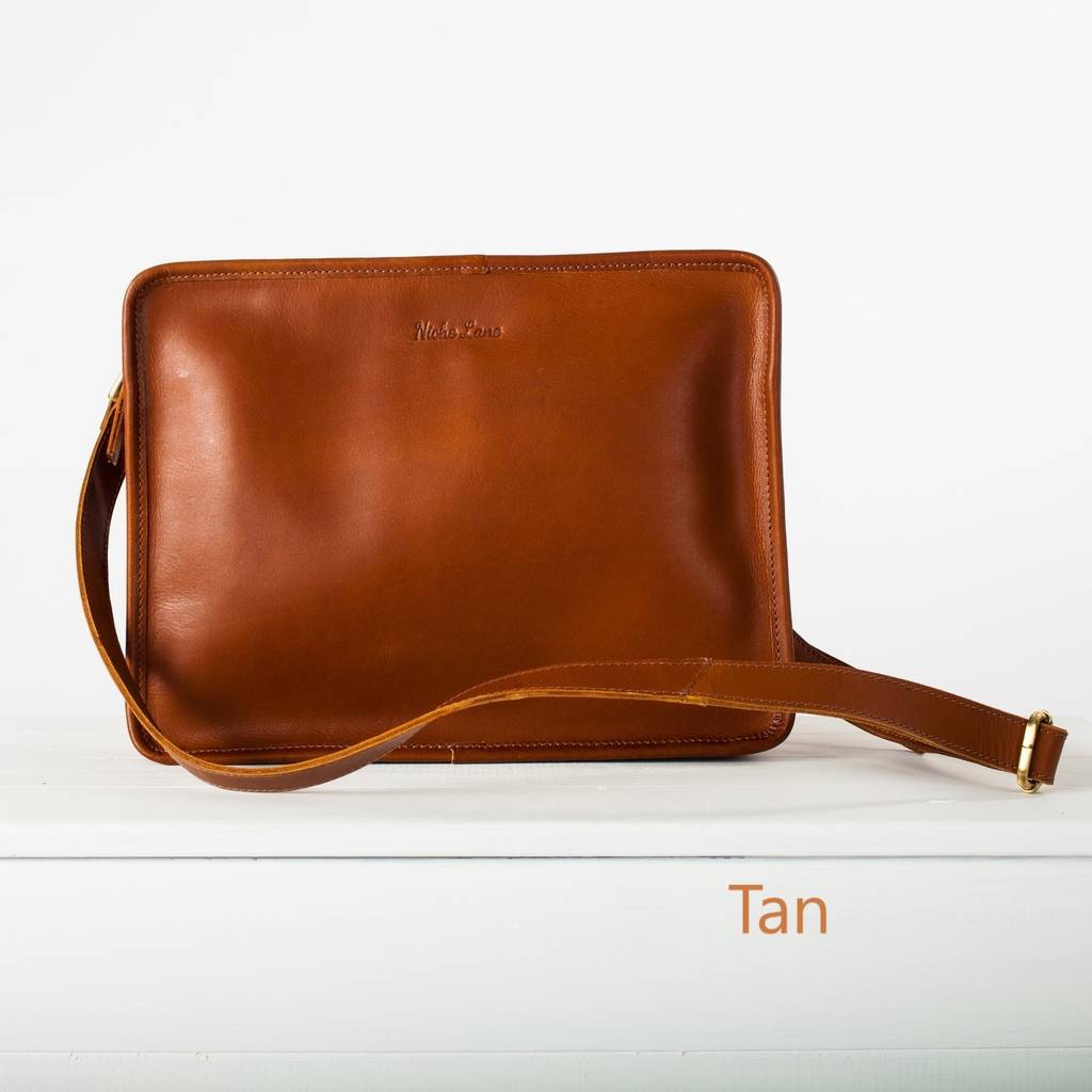 personalised leather ipad tablet crossobody wrist bag by niche lane ...