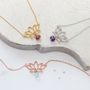 Lotus Flower Pendant Necklace With Birthstone, thumbnail 1 of 11