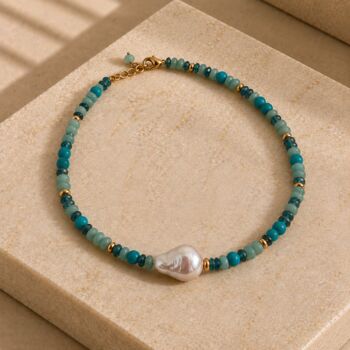 Baroque Pearl And Precious Stone Necklace, 2 of 3