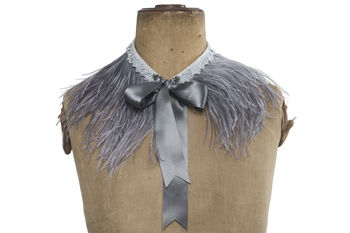 Pewter Ostrich Feather Capelet, 3 of 5