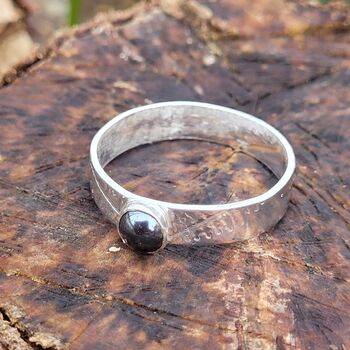 Haematite Ring In Recycled Silver With A Textured Band, 2 of 12