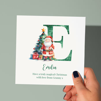 Personalised Santa Initial Christmas Card For Child, 2 of 7