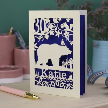 Personalised Papercut Bear Birthday Card, 7 of 7