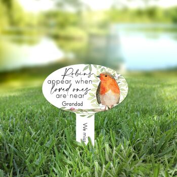 Personalised Robins Appear Garden Memorial Plaque By Hope And Halcyon ...