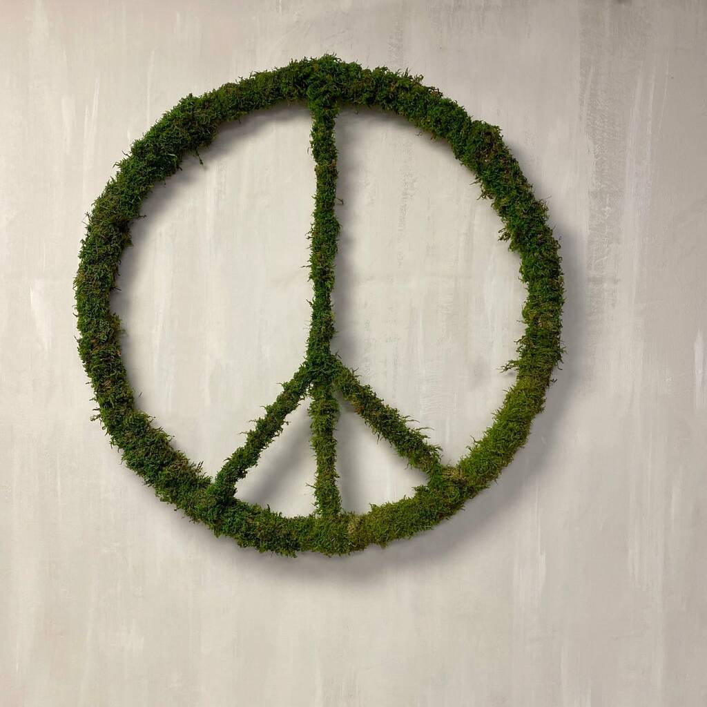 Moss Wreath Wall Hanging Peace Sign By Goods & Ware