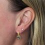 'The Triangle' Dalmatian Jasper Gold Plated Earrings, thumbnail 3 of 6