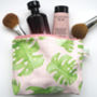 Cheese Plant Monstera Pink Grid Make Up Wash Bag, thumbnail 4 of 5