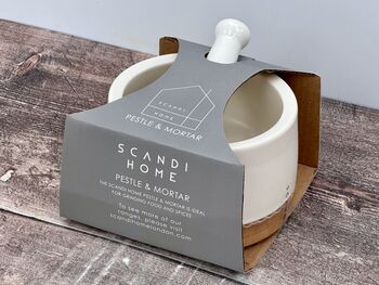 Scandi Home Cream And Wood Pestle And Mortar, 4 of 4