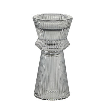 Grey Fluted Glass Candle Stick, 5 of 6