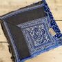 Handmade Fair Trade Paisley Blue And Oatmeal Blanket, thumbnail 5 of 5