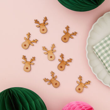 Christmas Rudolph Reindeer Wooden Table Confetti, 2 of 5