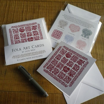 Pack Of Six Folk Art Inspired Cards, 5 of 6