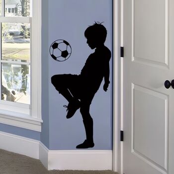 Black And White Silhouette Boy Kicking Football, 3 of 4