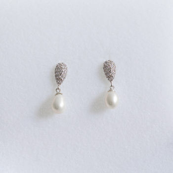 Freshwater Pearl Drop Earrings Sterling Silver, 3 of 5