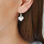 Sterling Silver Dangly Love Heart Earrings, thumbnail 3 of 7