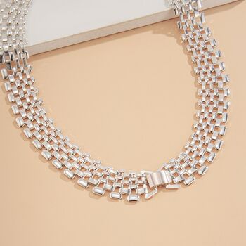 Silver Plated Mesh Chain Statement Necklace, 2 of 7