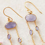 Tanzanite Diamond Slice Chain Dangly Earrings, thumbnail 2 of 9