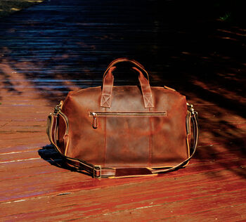 Genuine Leather Front Pocket Weekender, 4 of 11