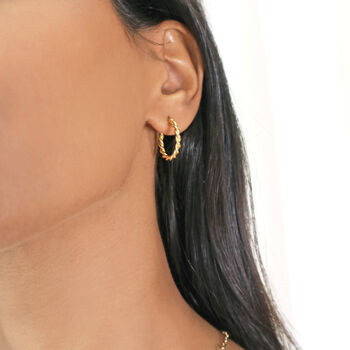 18k Gold Plated Twist Hoop Earrings, 7 of 7