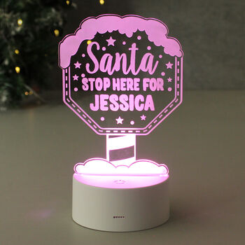 Personalised Santa Stop Here LED Sign, 5 of 6