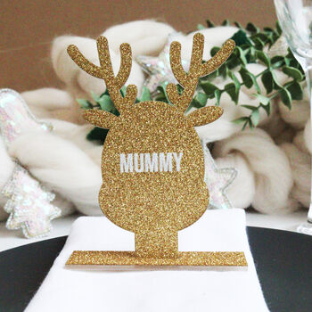 Personalised Gold Reindeer Christmas Place Setting, 5 of 8