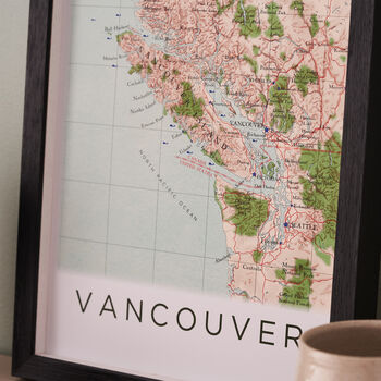 Framed And Personalised Vancouver Map Print, 2 of 3