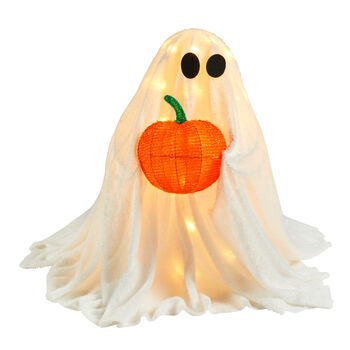 Light Up LED Ghost Holding Pumpkin Halloween Figure, 3 of 5