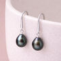 Sterling Silver Black Freshwater Pearl Drop Earrings – 8mm, thumbnail 1 of 6