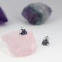 Sterling Silver 6mm Trillion Cut Mystic Black Cz Stud Earrings, thumbnail 5 of 10