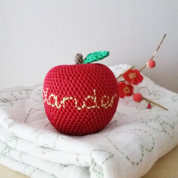 Personalised Crochet Apple New Baby Gift, 3 of 3