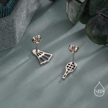 Sterling Silver Mismatched Badminton Stud Earrings, 2 of 12