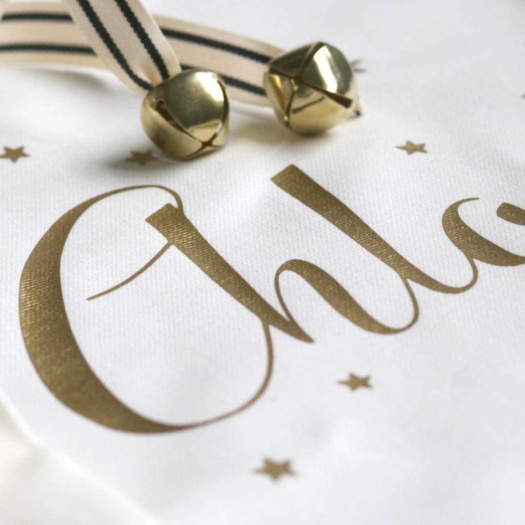 Personalised Gold Star Name Christmas Stocking