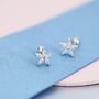 Sterling Silver Cz Flower Barbell Earrings, thumbnail 6 of 12