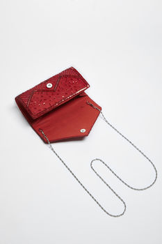 Scarlet Art Deco Embellished Clutch Bag In Red, 4 of 4