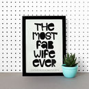 'the Most Fab Wife Ever' Wife Valentine's Gift By Scissor Monkeys ...