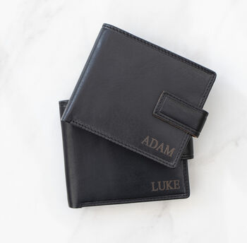 Personalised Men's Leather Wallet Trifold Rfid Gift, 2 of 8
