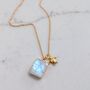 The Duo Moonstone Necklace, Gold Plated, thumbnail 2 of 12